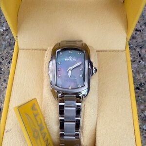 Invicta Women's Silver Bracelet Watch with Black/Gray Mother-of-Pearl Dial